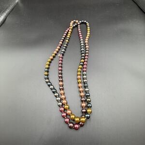 Charters Club Necklace Gold Tone Rainbow Multicolor Bead Jewelry